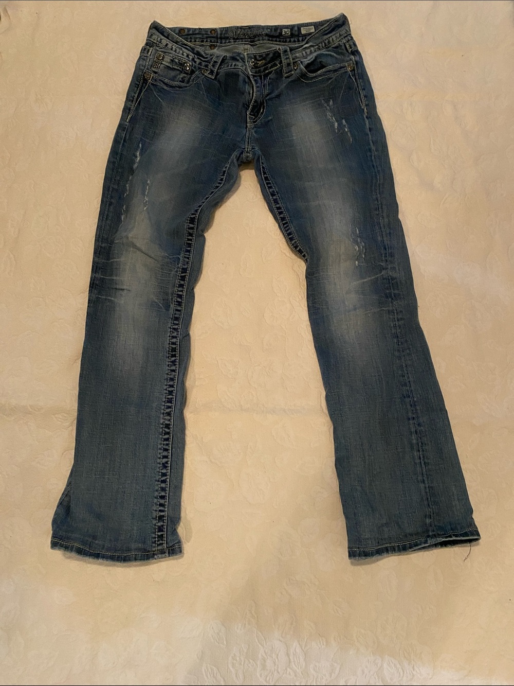 Miss Me Blue Distressed Flare -Leg Jeans